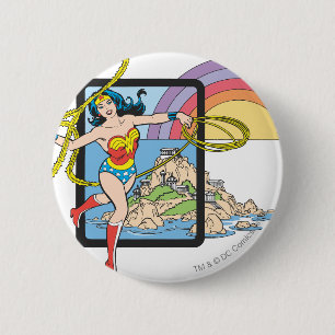 Badge Rond 5 Cm Wonder Woman Rainbow
