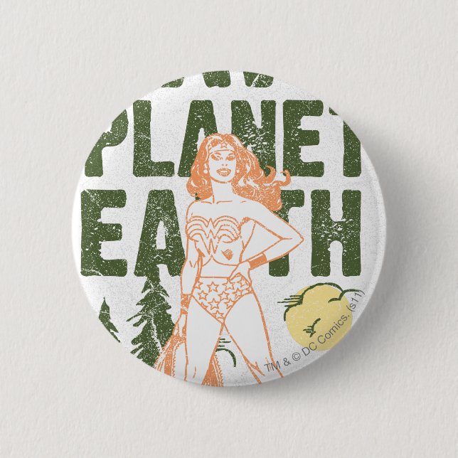Badge Rond 5 Cm Wonder Woman Sauver la planète Terre (Devant)