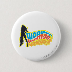 Badge Rond 5 Cm Wonder Woman Silhouette