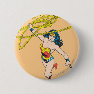Badge Rond 5 Cm Wonder Woman tient Lasso 2