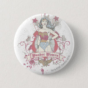Badge Rond 5 Cm Wonder Woman tire des étoiles