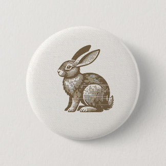 Badge Rond 5 Cm Woodcut Rabbit Button