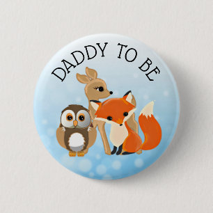 Badge Rond 5 Cm Woodland Créatures Papa to be Baby shower Button