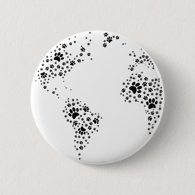 Badge Rond 5 Cm World Atlas Dog Empreintes de pattes (Devant)