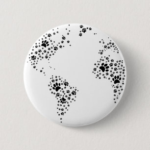 Badge Rond 5 Cm World Atlas Dog Empreintes de pattes