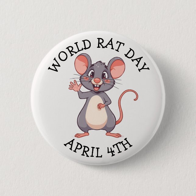 Badge Rond 5 Cm World Rat Day is on April 4th (Devant)