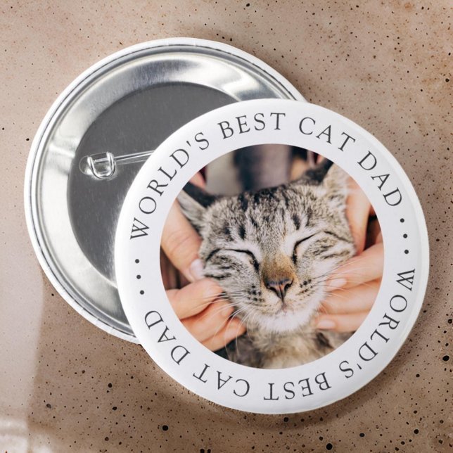 Badge Rond 5 Cm World's Best Cat Dad Elegant Simple Custom Photo (Créateur téléchargé)