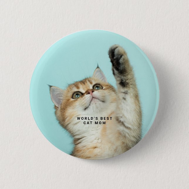 Badge Rond 5 Cm World's Best Cat Mom Custom Photo (Devant)