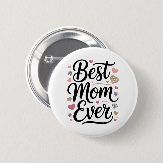 Badge Rond 5 Cm World's Best Mom Diamonds (Devant & derrière)