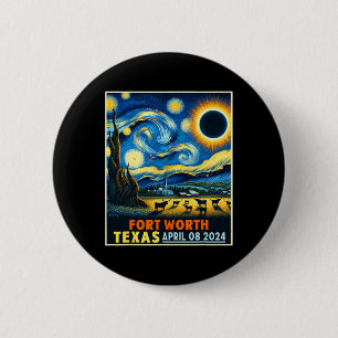 Badge Rond 5 Cm Worth Texas Total Solar Eclipse 2024 Starry Night