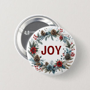 Badge Rond 5 Cm Wreath de cônes de pin floral d'hiver