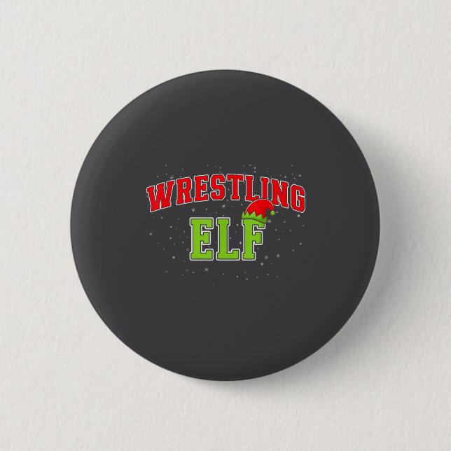 Badge Rond 5 Cm Wrestling Elf Christmas Family Matching Group Xmas (Devant)