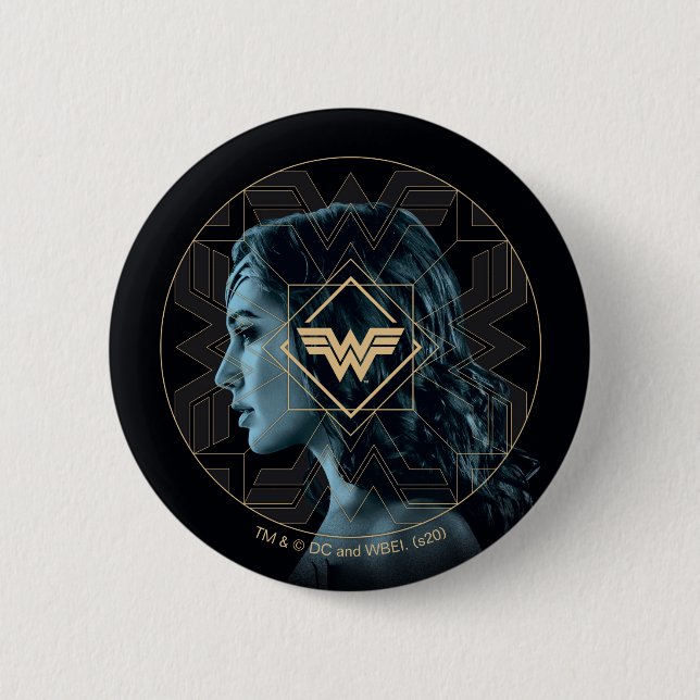 Badge Rond 5 Cm WW84 | Wonder Woman Logo Portrait à motifs (Devant)
