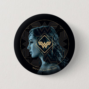 Badge Rond 5 Cm WW84   Wonder Woman Logo Portrait à motifs