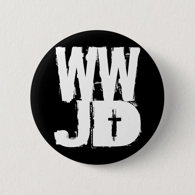 Badge Rond 5 Cm WWJD ce qui Jésus ferait (Devant)