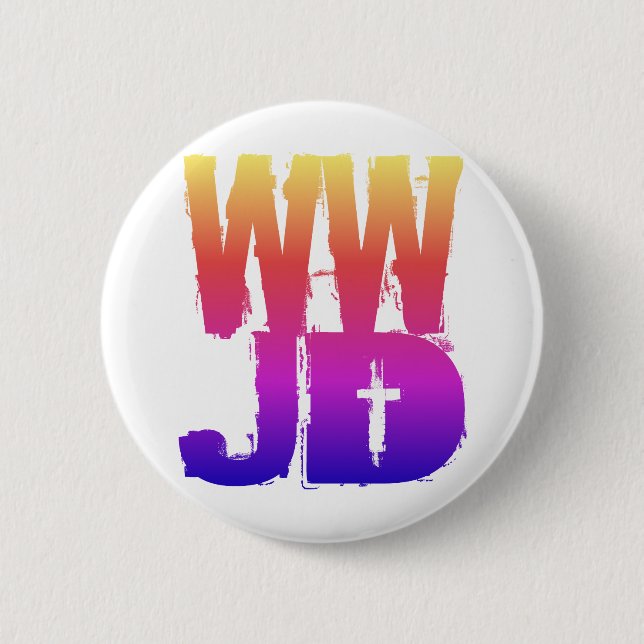 Badge Rond 5 Cm WWJD ce qui Jésus ferait (Devant)