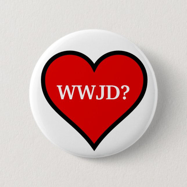 Badge Rond 5 Cm WWJD Heart (Devant)