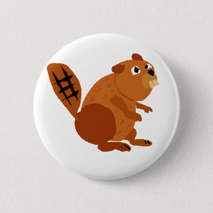Badge Rond 5 Cm WX- art drôle de primitif de castor