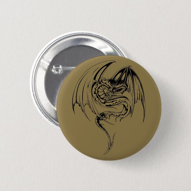 Badge Rond 5 Cm Wyvern Dragon Sont Des Créatures Mythiques Imagina (Devant & derrière)