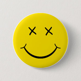 Badge Rond 5 Cm X visage d'oeil