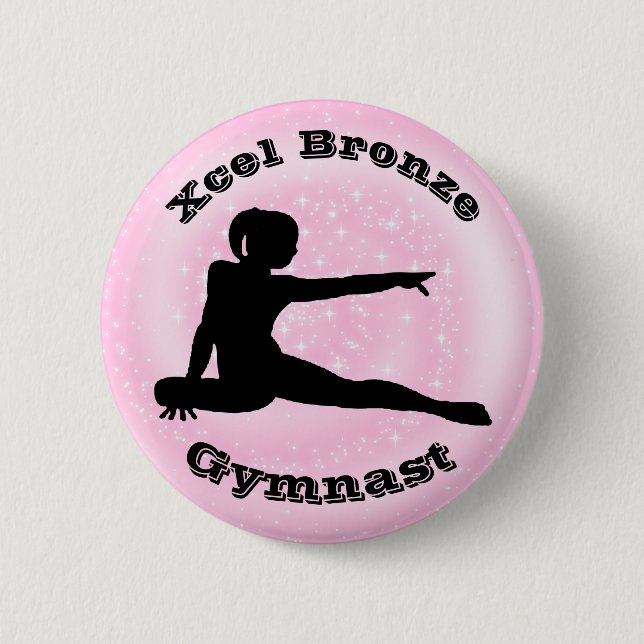 Badge Rond 5 Cm Xcel Bronze Gymnaste - Bouton Gymnastique Filles (Devant)