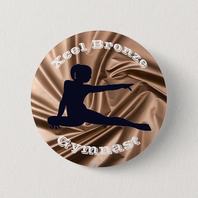 Badge Rond 5 Cm Xcel Bronze Gymnaste - Bouton Gymnastique Filles (Devant)