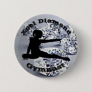 Badge Rond 5 Cm Xcel Diamond Gymnast - Bouton de gymnastique fémin