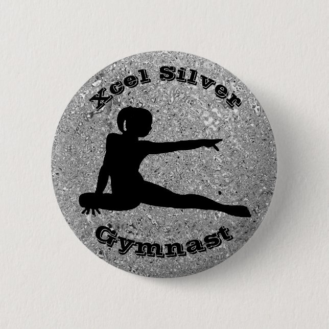 Badge Rond 5 Cm Xcel Silver Gymnast - Bouton de gymnastique fémini (Devant)
