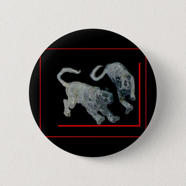 Badge Rond 5 Cm Xian China 2002 Ghost Tigers Red Boarder The MUSEU (Devant)