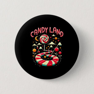 Badge Rond 5 Cm Xmas Candy Land Rainbow Trail Bonbon de Noël Merry