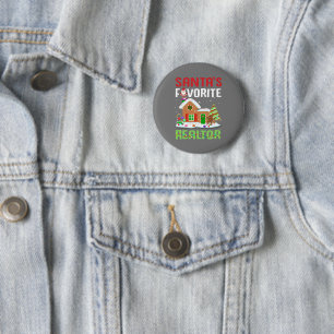 Badge Rond 5 Cm Xmas de l'agent immobilier préféré Père Noël amusa