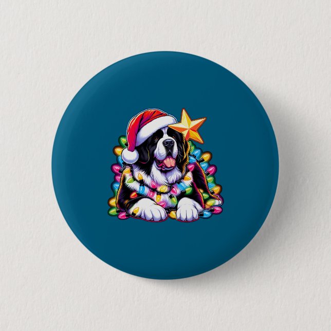 Badge Rond 5 Cm Xmas Landseer Newfoundland Dog Tangled Christmas L (Devant)