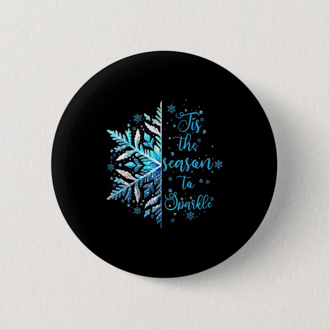 Badge Rond 5 Cm Xmas Snowflake Tis The Season Cozy Season Merry Ch (Devant)