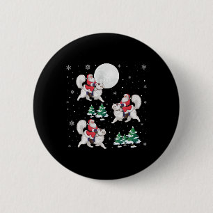 Badge Rond 5 Cm Xmas Tree Père Noël équitation Perse Chat drôle No
