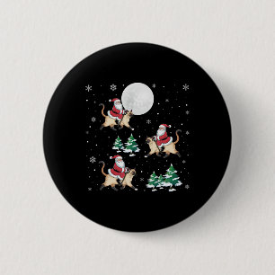 Badge Rond 5 Cm Xmas Tree Père Noël équitation Siamese Chat drôle
