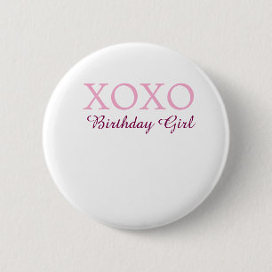 Badge Rond 5 Cm Xoxo fille d'anniversaire nom rose mauve simple am