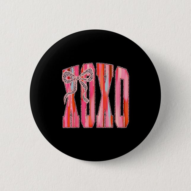 Badge Rond 5 Cm Xoxo Leopard Bow Funny Valentine's Day Coquette Nk (Devant)