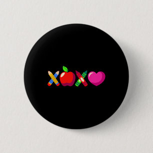 Badge Rond 5 Cm Xoxo Professeur Saint-Valentin Crayon Et Pomme 3