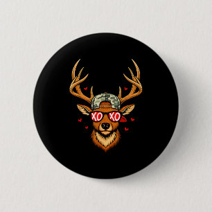 Badge Rond 5 Cm Xoxo valentine buck camo cerf rétro chasse garçons
