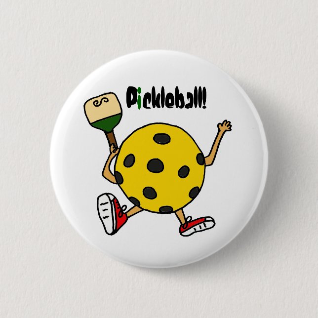 Badge Rond 5 Cm XX caractère drôle de Pickleball (Devant)