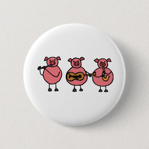 Badge Rond 5 Cm XX trois petits porcs musicaux