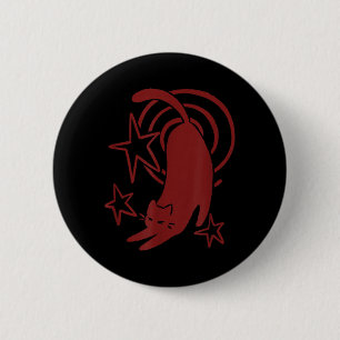 Badge Rond 5 Cm Y2K 90s Mignon Tomcat Endormi qui s'étire sous