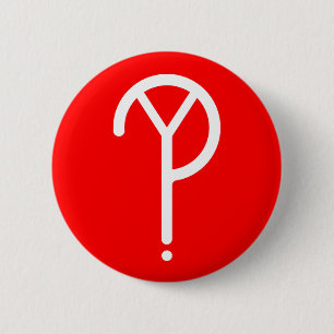 Badge Rond 5 Cm Y blanc ? Symbole sur le rouge