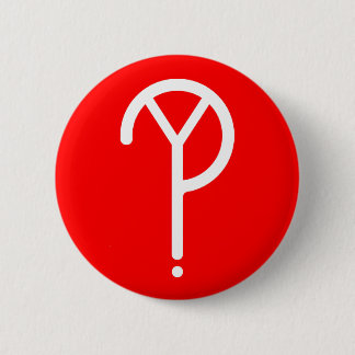 Badge Rond 5 Cm Y blanc ? Symbole sur le rouge