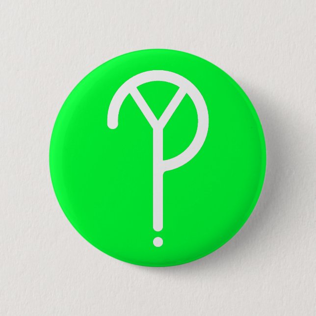 Badge Rond 5 Cm Y blanc ? Symbole sur le vert (Devant)
