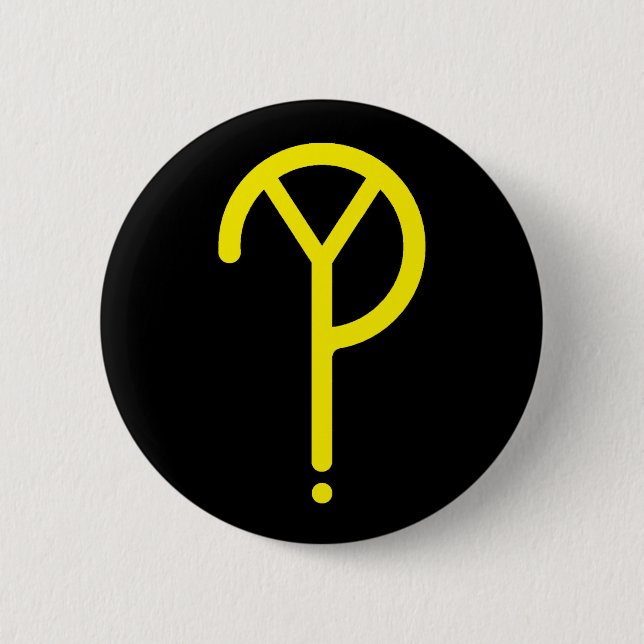 Badge Rond 5 Cm Y jaune ? Symbole sur le noir (Devant)