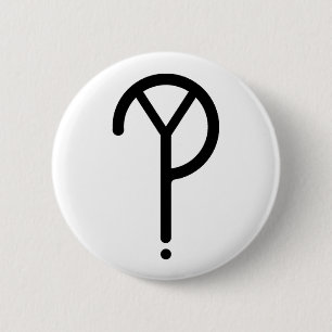 Badge Rond 5 Cm Y noir ? Symbole sur le blanc