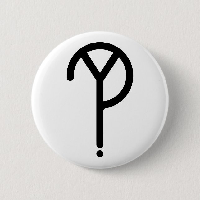 Badge Rond 5 Cm Y noir ? Symbole sur le blanc (Devant)