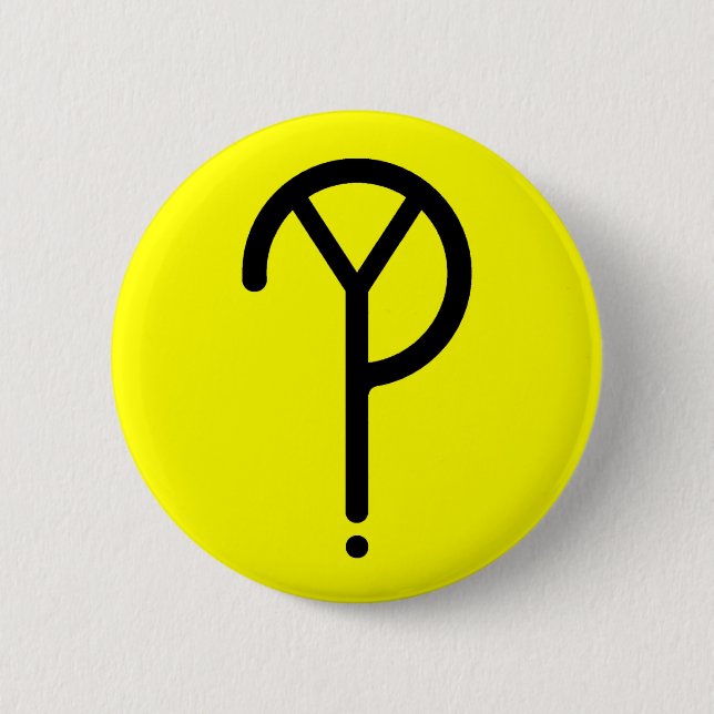 Badge Rond 5 Cm Y noir ? Symbole sur le jaune (Devant)