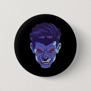 Badge Rond 5 Cm Y Vampire Halloween Monstre Visage d'effroi crocs 